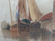 Delcampe - Ancien Tableau Aquarelle Marine XVIIIe/XIXème Signé VJ - Wasserfarben