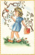 ILLUSTRATION - Pteite Fille Humant Une Fleur - Oiseau - Colis - Carte Postale Ancienne - Before 1900