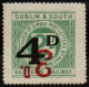 1920 Dublin & South Eastern 2d With 4d Black Overprint Over 3d Red Ovpt. INVERTED.  Read On ..... - Railway & Parcel Post