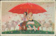 BUSI SIGNED 1920s  POSTCARD - BOY & GIRL UNDER BIG RED UMBRELLA & SHEEPS - EDITION DEGAMI N. 56  (4630) - Busi, Adolfo