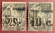 Congo Français 1891-92 #4A + 5, 25c Type Dubois Surchargé 5c Et 10c Oblitéré (c.290€), TB (french Colonies Françaises - Usados