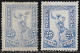 GREECE Normal And Inverted (mirror) WM E T In Flying Hermes 25 L Blue Vl. 185 MNG - Nuevos