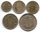 GREAT BRITAIN - Set Of Five 6 Pence, 1, 2 Shillings, 1/2 Crown, Copper-Nickel, Year 1954-63, KM #903, 904, 905, 906, 907 - Altri & Non Classificati