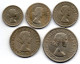 GREAT BRITAIN - Set Of Five 6 Pence, 1, 2 Shillings, 1/2 Crown, Copper-Nickel, Year 1954-63, KM #903, 904, 905, 906, 907 - Other & Unclassified