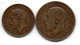 GREAT BRITAIN - Set Of Two Coins 1/2, 1 Penny, Bronze, Year 1920, 1921, KM # 809, 810 - Andere & Zonder Classificatie