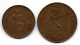 GREAT BRITAIN - Set Of Two Coins 1/2, 1 Penny, Bronze, Year 1936, 1935, KM # 837, 838 - Sonstige & Ohne Zuordnung