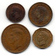 GREAT BRITAIN - Set Of Four Coins 1 Farthing, 1/2, 1, 3 Pence, Bronze,Nickel-Brass, Year 1937-48, KM #843, 844, 845, 849 - Otros & Sin Clasificación