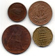 GREAT BRITAIN - Set Of Four Coins 1 Farthing, 1/2, 1, 3 Pence, Bronze,Nickel-Brass, Year 1956-67, KM #895, 896, 897, 900 - Sonstige & Ohne Zuordnung