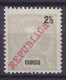 Portuguese Congo 1911 Mi. 60, 2½c. König Karl I., Overprinted REPUBLICA, MH* - Portuguese Congo