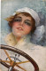 PC ARTIST SIGNED, MONESTIER, GLAMOUR LADY DRIVING, Vintage Postcard (b48901) - Monestier, C.