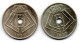 BELGIUM - Set Of Two Coins 5 Centimes, Nickel-Brass, Year 1938, 1939, KM #110.1, 111, French & Dutch Legend - 5 Centimos