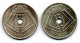 BELGIUM - Set Of Two Coins 5 Centimes, Nickel-Brass, Year 1938, 1939, KM #110.1, 111, French & Dutch Legend - 5 Cents