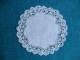 Napperon Rond Centre Lin Coton Broderie Craponne Plumetis Fleur Entour Aiguille Crochet Ajouré Finement. - Tablemates