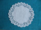 Napperon Rond Centre Lin Coton Broderie Craponne Plumetis Fleur Entour Aiguille Crochet Ajouré Finement. - Tablemates