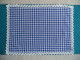 Napperon Rectangle Coton Vichy Bleu Liseré Ruban Coton Relié Dentelé. - Napperons