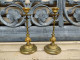 Anciens Bougeoirs XIXème Bronze Doré Décor De Mures, Abeilles & Scarabées - Chandeliers, Candelabras & Candleholders