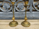 Anciens Bougeoirs XIXème Bronze Doré Décor De Mures, Abeilles & Scarabées - Chandeliers, Candelabras & Candleholders