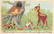 ARTS - Peintures Et Tableaux - Bambi Accompagné De Ses Amis Rend Visite Au Hibou ... - Carte Postale Ancienne - Pittura & Quadri