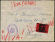 SPANIEN 1936 (20.11.) Viol. Doppeloval: ADMON. PRAL DE CORREOS/SEVILLA + 1L: SERVICIO DE CORREOS + Gez. Faschist. Spende - Autres & Non Classés