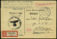 DINKELSBÜHL/ C 1944 (26.4.) 1K-Brücke + Provis. Selbstbucher-RZ: Dinkelsbühl / W = Hs. Zusatz W = W Ehrmeldeamt + 2 HdN: - Guerre Mondiale (Seconde)