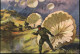 DEUTSCHES REICH 1943 (30.1.) Color-Propaganda-Künstler-Ak.: Fallschirmjäger Landen In Kreta (NSKOV-Kalenderkt.) Ungebr.  - Parachutespringen