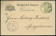 BAMBERG II 1888 (6.8.) 1K Auf Amtl. P 3 Pf. Raute Grün + Rs. Reklame-Zudruck: Americ. Raff. Petroleum.. Holland Zucker.. - Erdöl