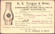 U.S.A. 1893 (16.11.) PP 1 C. Grant, Schw.: R.E.Tongue & Bros... LAMP CHIMNEYS..Philadelphia = Glaszylinder Für Petroleum - Vidrios Y Vitrales