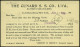 U.S.A. 1906 (11.6.) Amtl. P 1 C. McKinley + Rs. Firmen-Zudruck: THE CUNARD S. S. CO. Ltd. New York + Viol. 1L: U M B R I - Marítimo