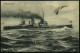 DEUTSCHES REICH 1915 (2.11.) S/w.-Foto-Ak.: S.M.S. Nassau (= MSP No. 79) Linienschiff (rechts Fleck)  Viol. 1K-Steg-HdN: - Marítimo