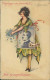 BUSI  SIGNED 1920s POSTCARD - WOMAN - LINGUAGGIO DEI FRANCOBOLLI / STAMP LANGUAGE - EDIT DEGAMI 666  (4679) - Busi, Adolfo