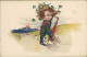 CASTELLI SIGNED 1910s POSTCARD - BOY & RED UMBRELLA - N.417/5 (4697) - Castelli