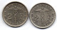 BELGIUM - Set Of Two Coins 2 Francs, Nickel, Year 1923, KM # 91.1, 92, French & Dutch Legend - 2 Francos