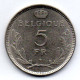 BELGIUM - 5 Francs, Nickel, Year 1937, KM # 108.1, French Legend - 5 Francs