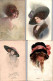 Woman Health Beauty Advertising X4 Artist Signed Postcards Schilbach Boileau Hat - Schilbach