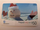 ST LUCIA   $ 50 ,- STL-P4     SNOWMAN / SLU -08- 00017    PREPAID  MINT  CARD !!  ** 15149 ** - Santa Lucia