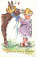 FANTAISIES  - Animaux Habillés - Petite Fille - âne En Chapeau - Colorisé - Carte Postale Ancienne - Gekleidete Tiere