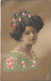 FANTAISIES - Brodées - Portrait D'une Femme Avec Une Robe Et Un Accessoire Brodés - Colorisé - Carte Postale Ancienne - Brodées