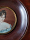 Delcampe - Miniature Portrait  "Juliette Récamier "  Signé H DURAN Dans Le Goût Du XVIIIème - Acuarelas