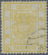 China: 1883, Large Dragon Thick Paper 5 Ca. Lemon Canc. Black Seal (Michel €450) - 1912-1949 République