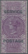 India - Service Stamps: 1866 Fiscal Stamp 4a. Purple Optd. "SERVICE/POSTAGE" In - Official Stamps