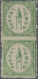 Alwar: 1899-1901 Re-drawn ¼a. Emerald-green, Narrow Margins, Horizontal Pair Sho - Alwar