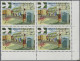 Laos: 1982 5k. Bottom Right Corner Block Of Four With OVERPRINT "1982" DOUBLE, C - Laos