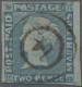 Mauritius: 1848 "Post Paid" 2d. Blue On Grey Paper, INTERMEDIATE IMPRESSION, Pos - Mauritius (...-1967)