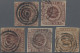 Denmark: 1851-54 First Issue 4 R.B.S. Brown, Five Used Singles From Various Prin - Lettres & Documents