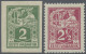Estonia: 1922, Weaver 2m. Green, Imperforate Proof And 2½m. Claret, Both On Sati - Estland