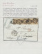 France: 1860 Napoleon 10c. Light Brown STRIP OF FIVE Used On Cover From Paris To - Brieven En Documenten