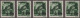 Carpathian Ukraine: 1945, 2.00 On 1 P Dark Green, Five Stamps, One Lightly Hinge - Oekraïne