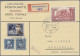 Liechtenstein: 1938/39, 2 Interessante Antwortkarten, 20 Rp. Rheinbrücke In MiF - Covers & Documents