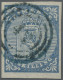 Norway: 1855 4sk. Blue Showing Variety "DOUBLE FOOT" (Pos. D40), Used With Numer - Autres & Non Classés