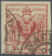 Österreich: 1854, 3 Kr. Tiefkarmin, Type IIIa, Breitrandiges Kabinettstück, Mit - Gebruikt